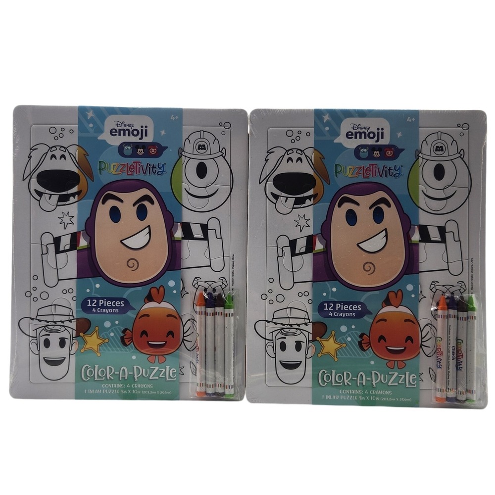 2x Disney Color A Puzzle Emoji‎ Characters Puzzletivity 8 x 10, Crayons Ages 4+